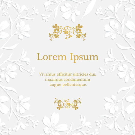 Background with chickweed (tomentosum) graphic flowers. Embossed paper imitationのイラスト素材