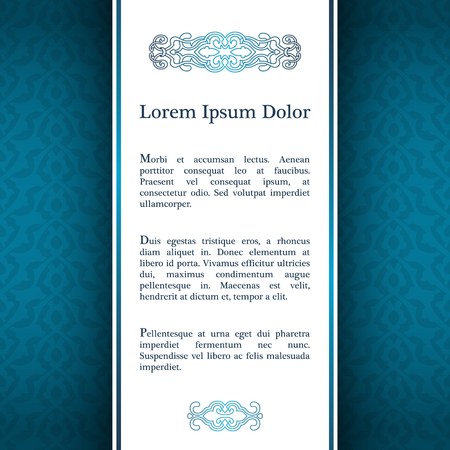 Invitation card with arabesque decor - ottoman floral pattern in blue colorのイラスト素材