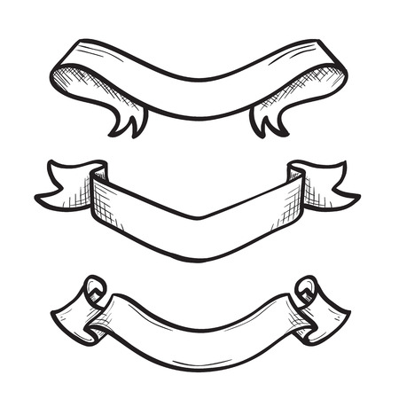 sketch ribbons, ink styleのイラスト素材