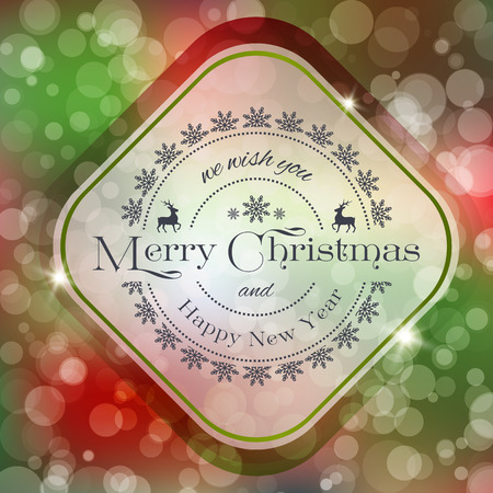 Merry Christmas and Happy New Year banner with snowflake wreath, deers and textのイラスト素材