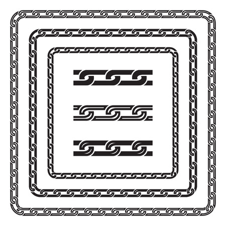 Set of three silhouette chains, seamless brush for border, divider or frameのイラスト素材