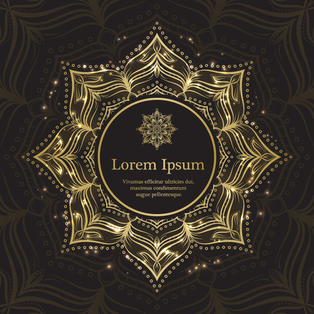 Invitation template with floral mandala ornamentのイラスト素材