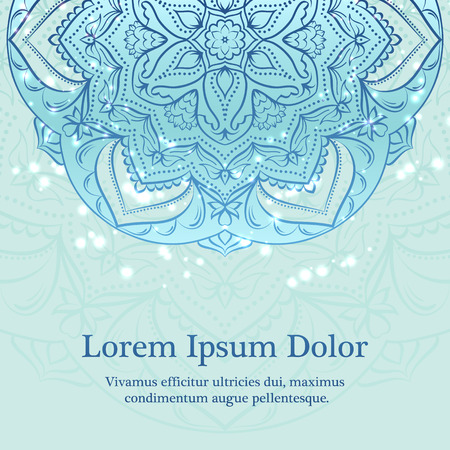 Invitation template with floral mandala ornamentのイラスト素材