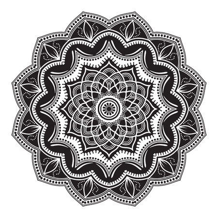 Round flower mandala ornamentのイラスト素材