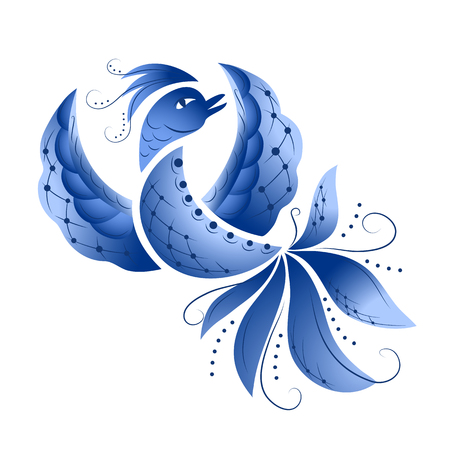 Classic ghzel ornament bird, russian traditional ornamentのイラスト素材