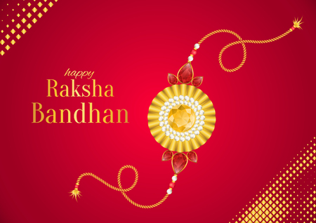Raksha Bandhan vector background. Rakshabandhan greeting card with rakhi (a talisman or amulet). Hindu festival to symbolize the love between a brother and a sister.のイラスト素材
