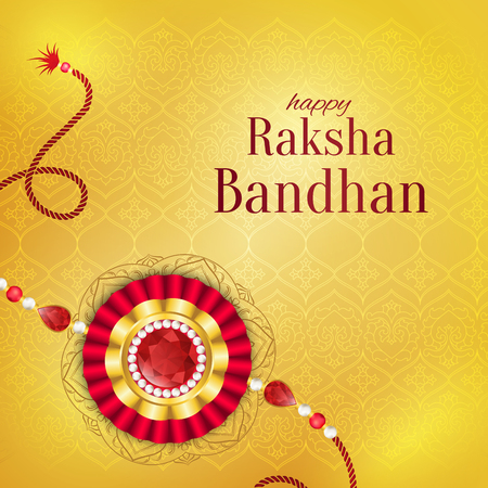 Raksha Bandhan vector background. Rakshabandhan greeting card with rakhi (a talisman or amulet). Hindu festival to symbolize the love between a brother and a sister.のイラスト素材