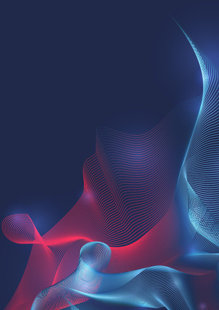 Abstract wave background in dark blue color, energy in motionのイラスト素材