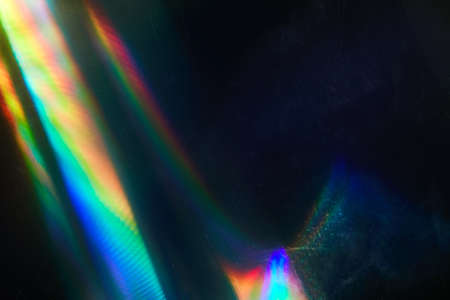 Rainbow Flare with Vintage Effect on Film. Dust and scratches. Overlay Bokeh Light Leaks Retro...