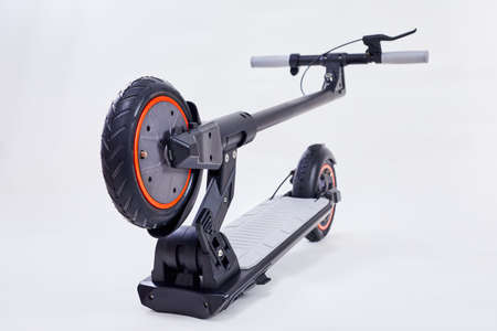 Electric Scooter Isolated on a White background. Eco alternative Personal Transport. Black kick...