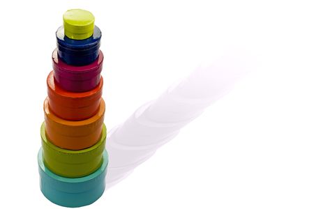 Colorful cartoon gift boxes isolated on whiteの写真素材