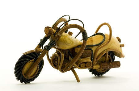 Wooden scale model motorcycleの写真素材