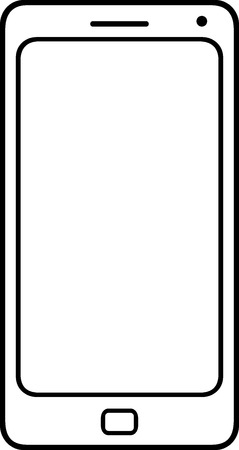 Simple smartphone with empty screen, vector graphic, element of infographics, webdesign icon, black and white, fully scalableのイラスト素材