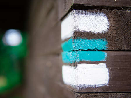 Blue sign on wooden wall, czech tourism