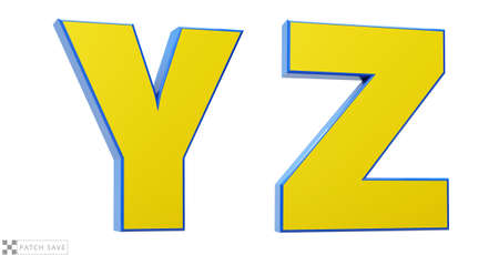 Font story, letters Y, Z 3d render glossy yellow and blue. Path save.の写真素材