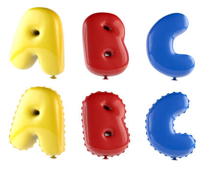 Alphabet A, B, C Ballons 3d rendering, font colorfulの写真素材