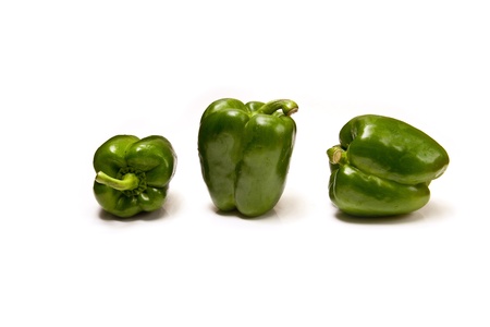 Bell peppers isolated on a white studio background.の写真素材