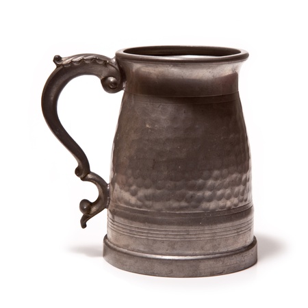 Pewter beer tankard isolated on a white studio background の写真素材
