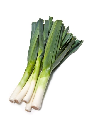 Large Leeks isolated on a white studio background の写真素材
