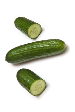 Mini Cucumbers isolated on a white studio background.の写真素材