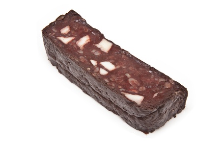 Black pudding on a white background 