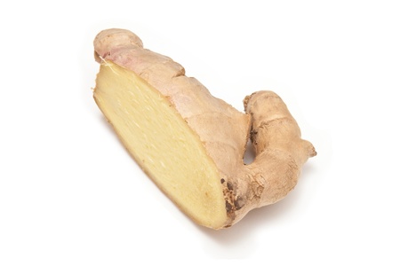 Root Ginger isolated on a white studio background.の写真素材