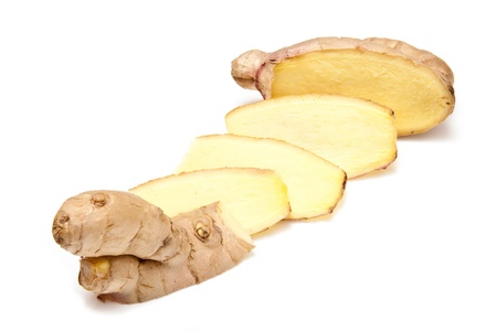 Root Ginger isolated on a white studio background.の写真素材