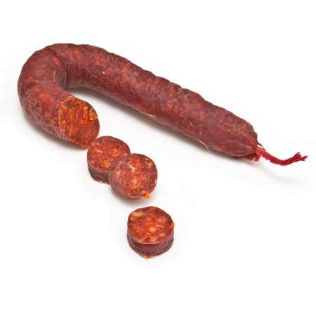 Chorizo De Pueblo sausage isolated on a white studio background. の写真素材