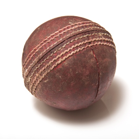 Cricket ball on a white studio background の写真素材