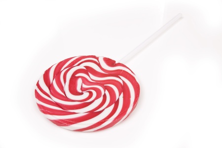Peppermint lolly pop isolated on a white studio background.の写真素材