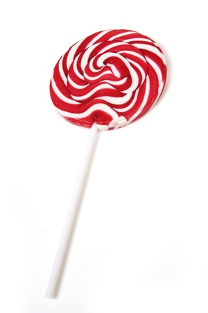 Peppermint lolly pop isolated on a white studio background.の写真素材
