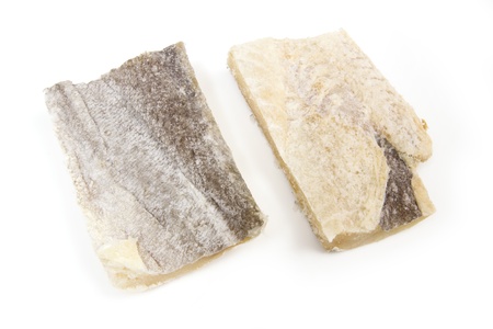 Salt cod isolated on a white studio background