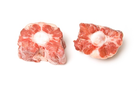 Ox tail pieces isolated on a white studio background.の写真素材