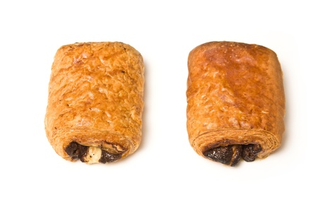 Chocolate crossaint isolated on a white studio background.の写真素材