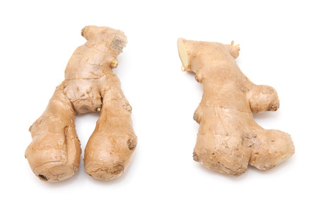 Fresh root ginger isolated on a white studio background.の写真素材