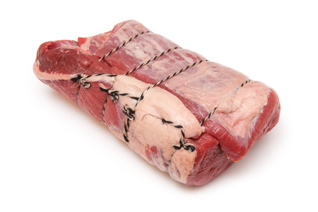 Brisket of beef joint (1.3kg) isolated on a white studio background.