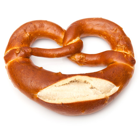 Traditional German Pretzel isolated on a white studio background.の写真素材