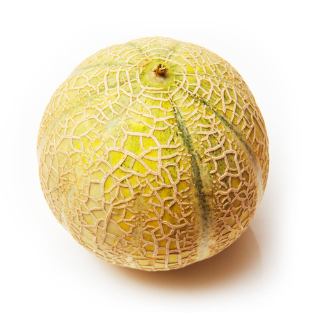 Canteloupe melon fruit (Cucumis melo) isolated on a white studio background.の写真素材