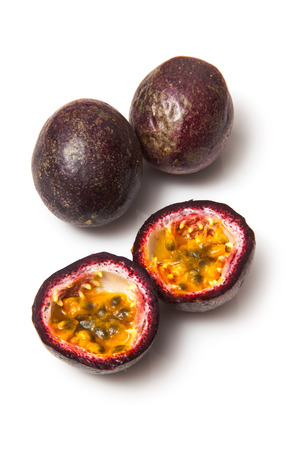 Passion fruit ioslated on a white studio background.の写真素材