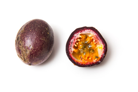 Passion fruit isolated on a white studio background.の写真素材