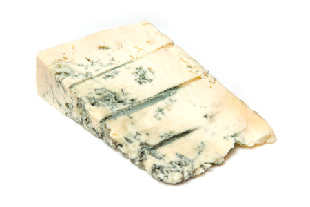 Gorgonzola Italian blue-veined cheese isolated on a white studio background.の写真素材