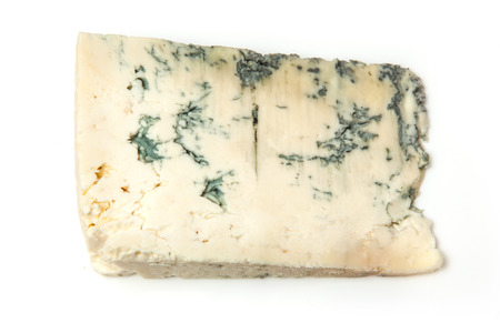 Gorgonzola Italian blue-veined cheese isolated on a white studio background.の写真素材