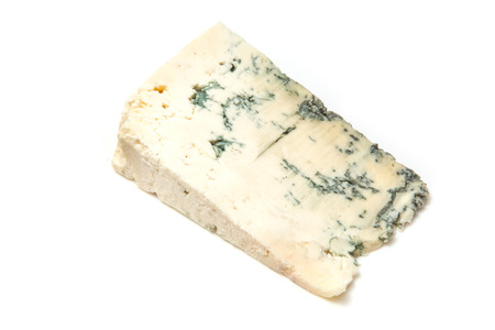 Gorgonzola Italian blue-veined cheese isolated on a white studio background.の写真素材