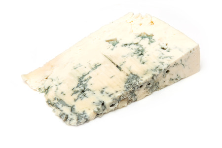 Gorgonzola Italian blue-veined cheese isolated on a white studio background.の写真素材