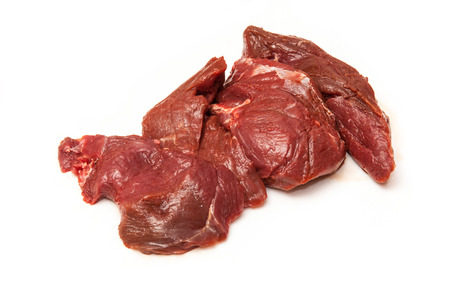 Uncooked Kangaroo meat steaks isolated on a white studio background.の写真素材