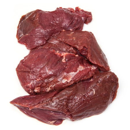 Uncooked Kangaroo meat steaks isolated on a white studio background.の写真素材
