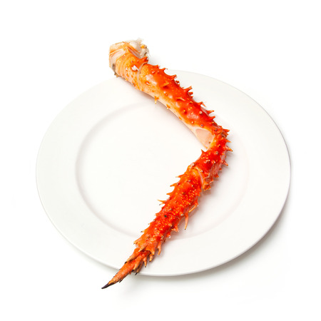 Cooked Peruvian Southern King crab leg (Lithodes Santolla ) isolated on a white studio background.の写真素材