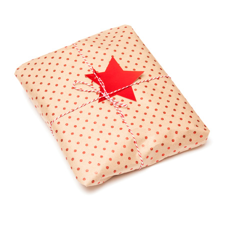 Gift wraped parcels or presents isolated on a white studio background.の写真素材