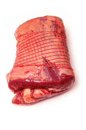 Uncooked beef brisket meat isolated on a white studio background.の写真素材