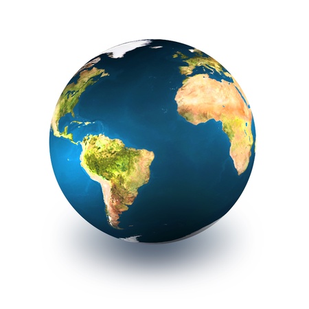 GLOBE  ON  WHITE  BACKGROUNDの写真素材